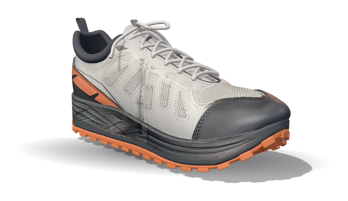 Basket Trail 13 grise et orange, crampons orange